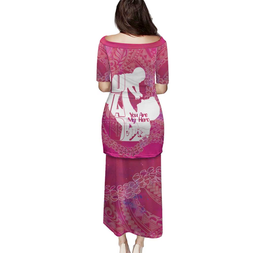 Pink Polynesia Father's Day Family Matching Puletasi and Hawaiian Shirt Dad You Are My Hero LT14 - Polynesian Pride