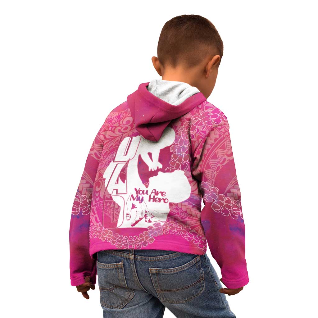 Pink Polynesia Father's Day Kid Hoodie Dad You Are My Hero