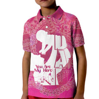 Pink Polynesia Father's Day Kid Polo Shirt Dad You Are My Hero