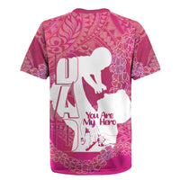 Pink Polynesia Father's Day Rugby Jersey Dad You Are My Hero