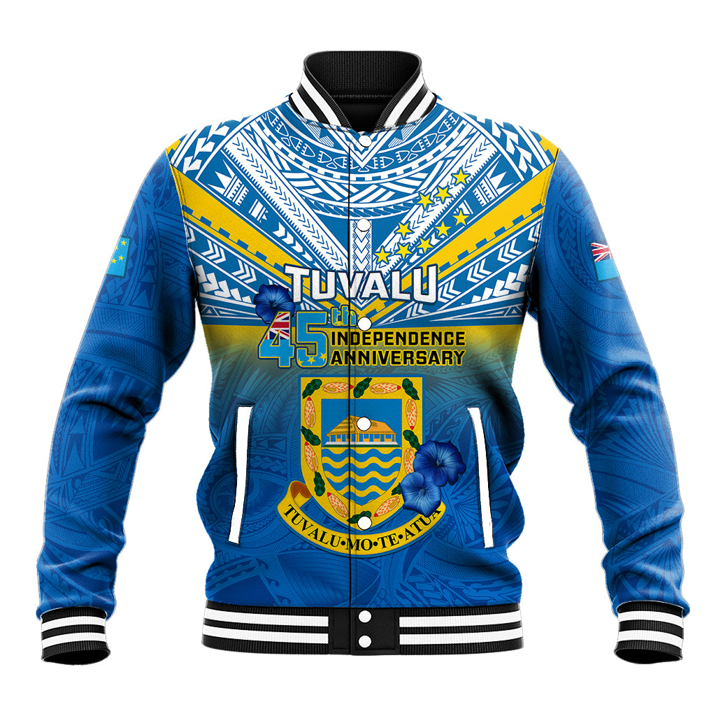 Tuvalu Independence Day Baseball Jacket Tuvaluan Proud 45th Anniversary Polynesian Pattern LT14 Unisex Blue - Polynesian Pride