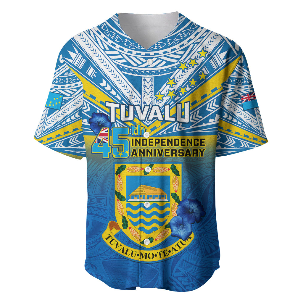 Tuvalu Independence Day Baseball Jersey Tuvaluan Proud 45th Anniversary Polynesian Pattern LT14 Blue - Polynesian Pride