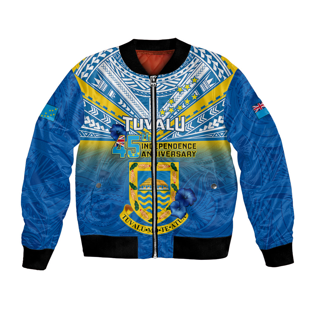 Tuvalu Independence Day Bomber Jacket Tuvaluan Proud 45th Anniversary Polynesian Pattern LT14 Unisex Blue - Polynesian Pride