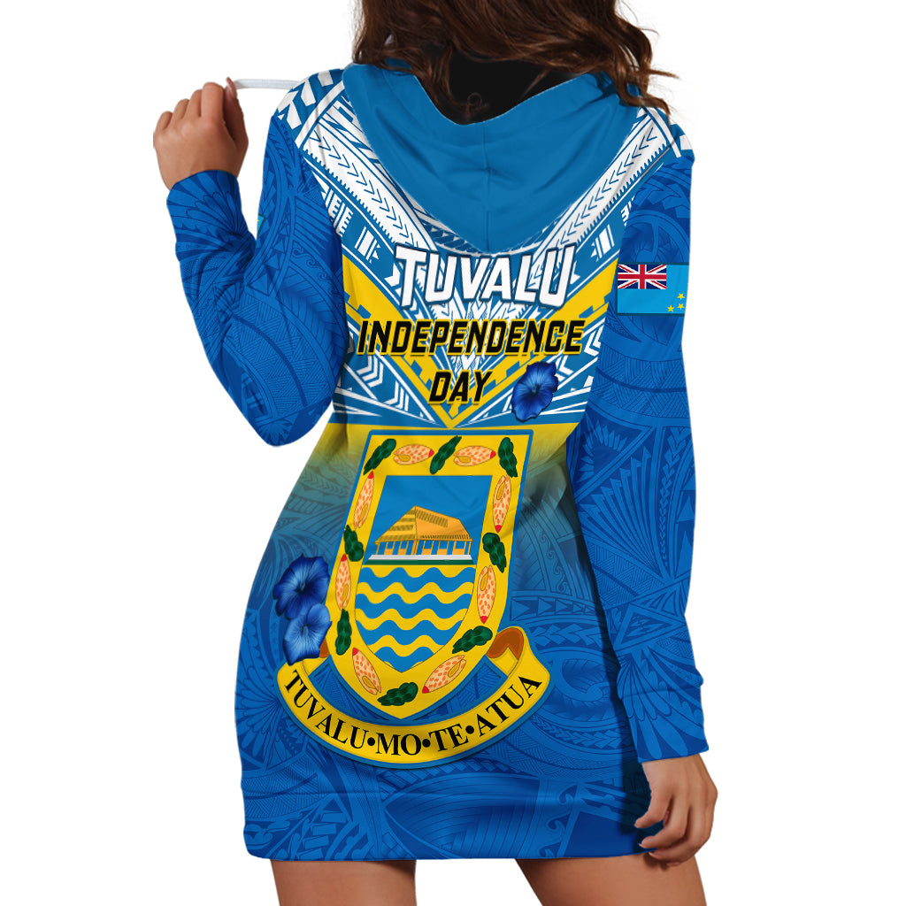 Tuvalu Independence Day Hoodie Dress Tuvaluan Proud 45th Anniversary Polynesian Pattern LT14 - Polynesian Pride