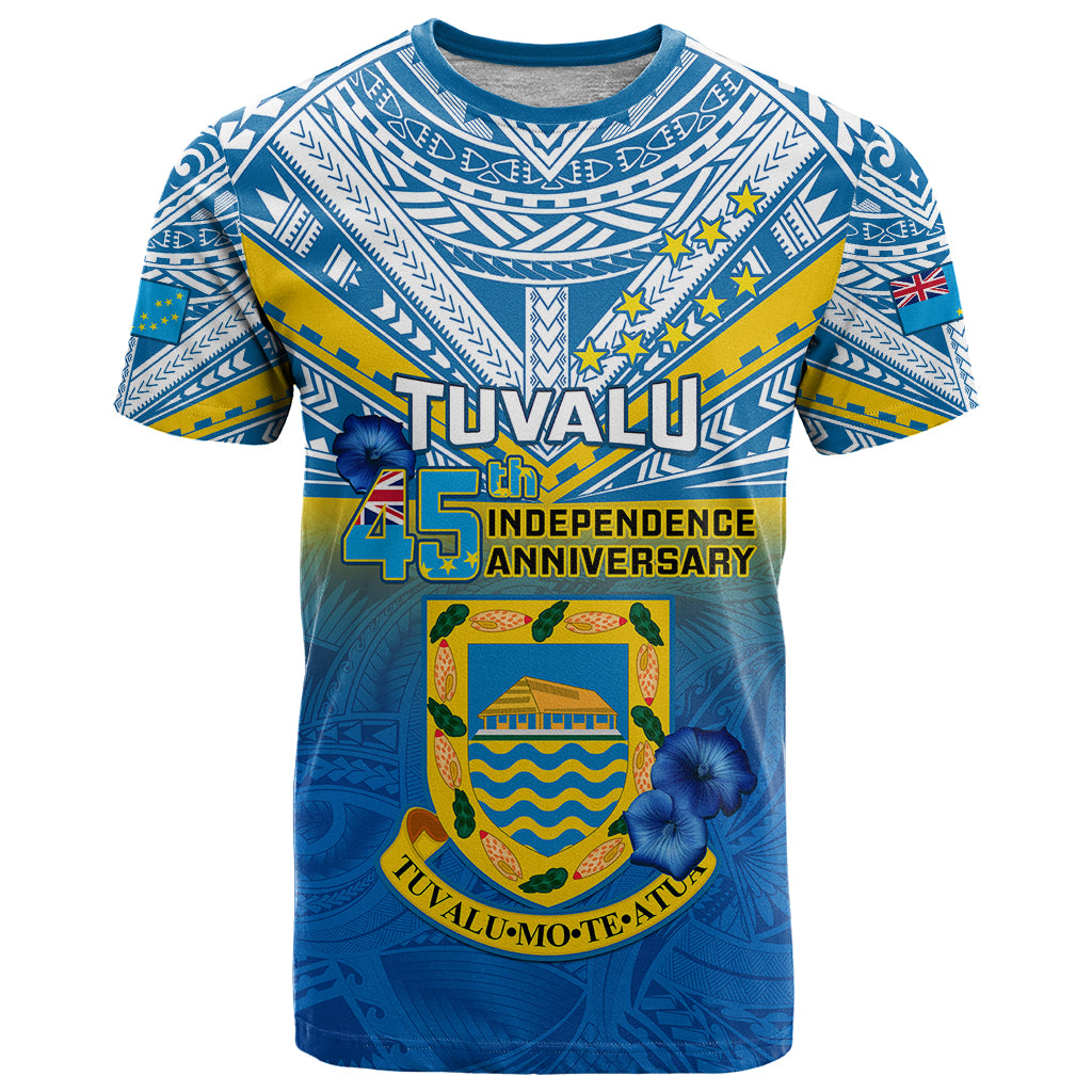 Tuvalu Independence Day T Shirt Tuvaluan Proud 45th Anniversary Polynesian Pattern LT14 Blue - Polynesian Pride