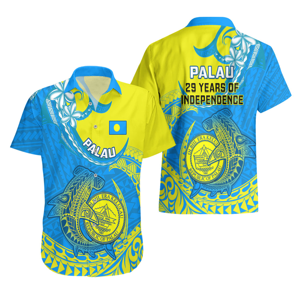 Palau Independence Day Hawaiian Shirt Happy 29th Anniversary Polynesian Hammerhead Shark LT14 - Polynesian Pride