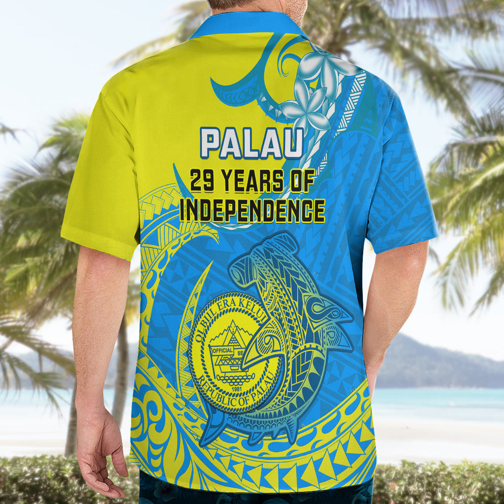 Palau Independence Day Hawaiian Shirt Happy 29th Anniversary Polynesian Hammerhead Shark LT14 - Polynesian Pride