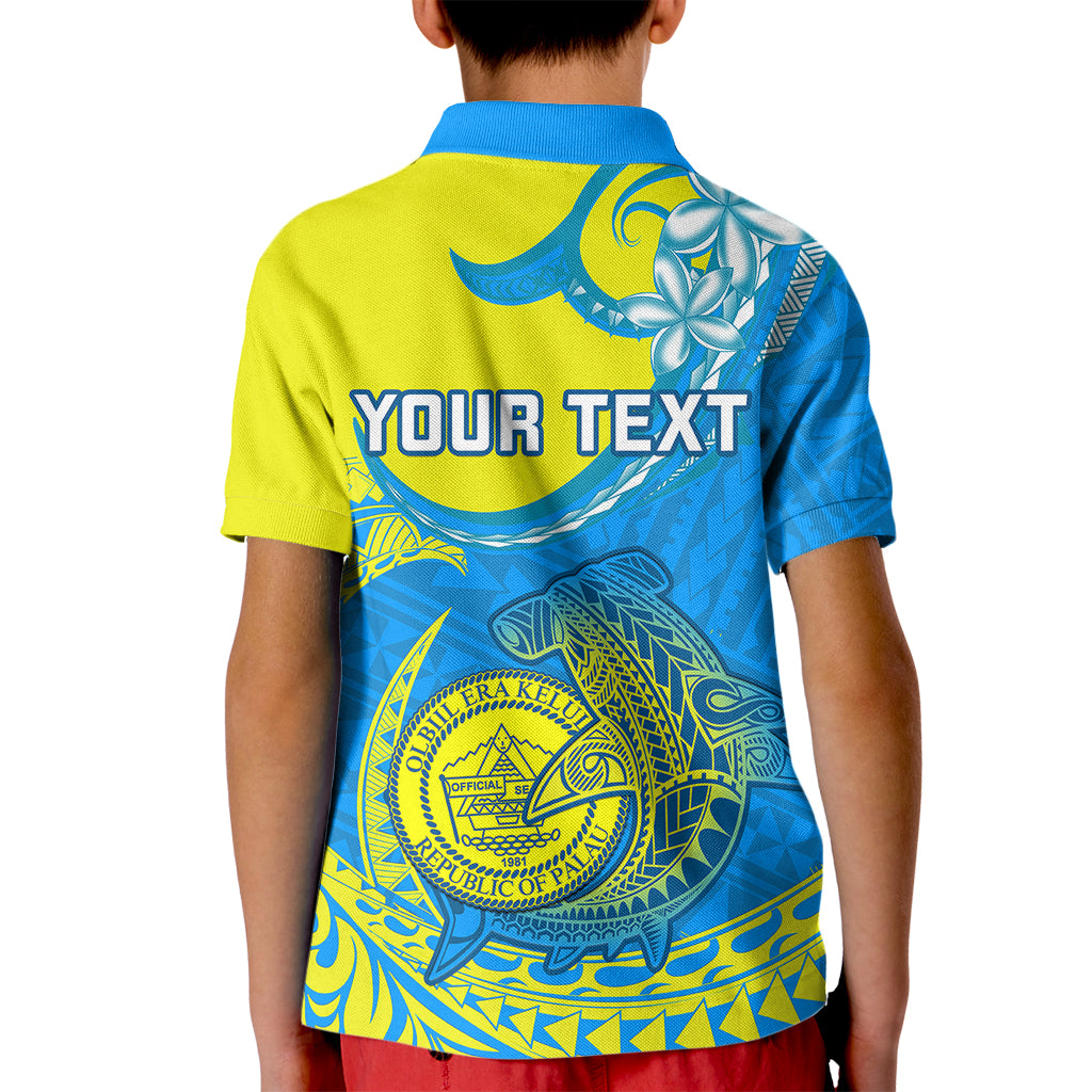 Personalised Palau Independence Day Kid Polo Shirt Happy 29th Anniversary Polynesian Hammerhead Shark LT14 - Polynesian Pride