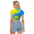Personalised Palau Independence Day Raglan Cropped T Shirt Happy 29th Anniversary Polynesian Hammerhead Shark LT14 - Polynesian Pride