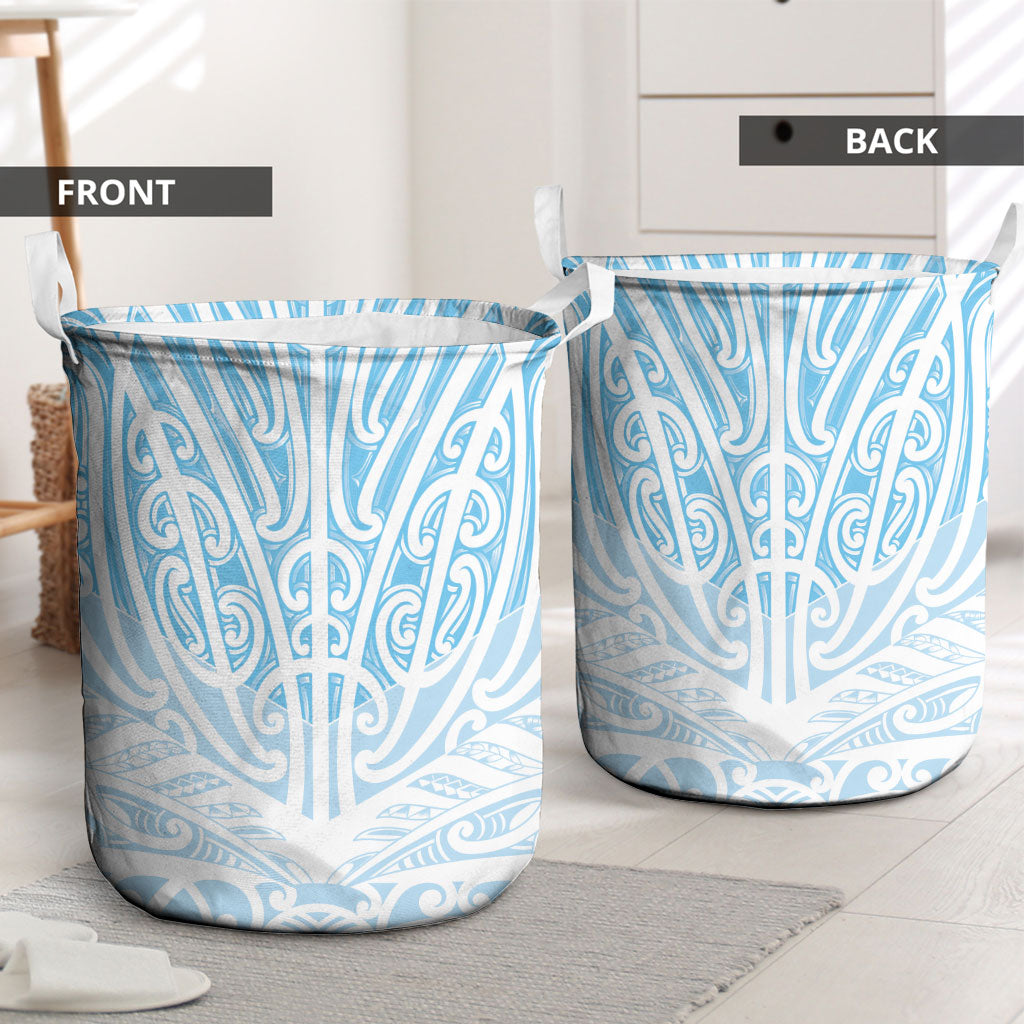 Blue New Zealand Puhoro Maori Tattoo Laundry Basket