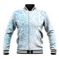 Blue New Zealand Puhoro Maori Tattoo Baseball Jacket
