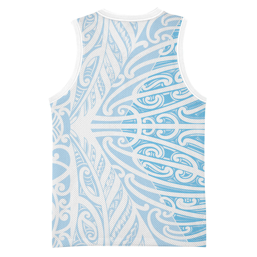 Blue New Zealand Puhoro Maori Tattoo Basketball Jersey