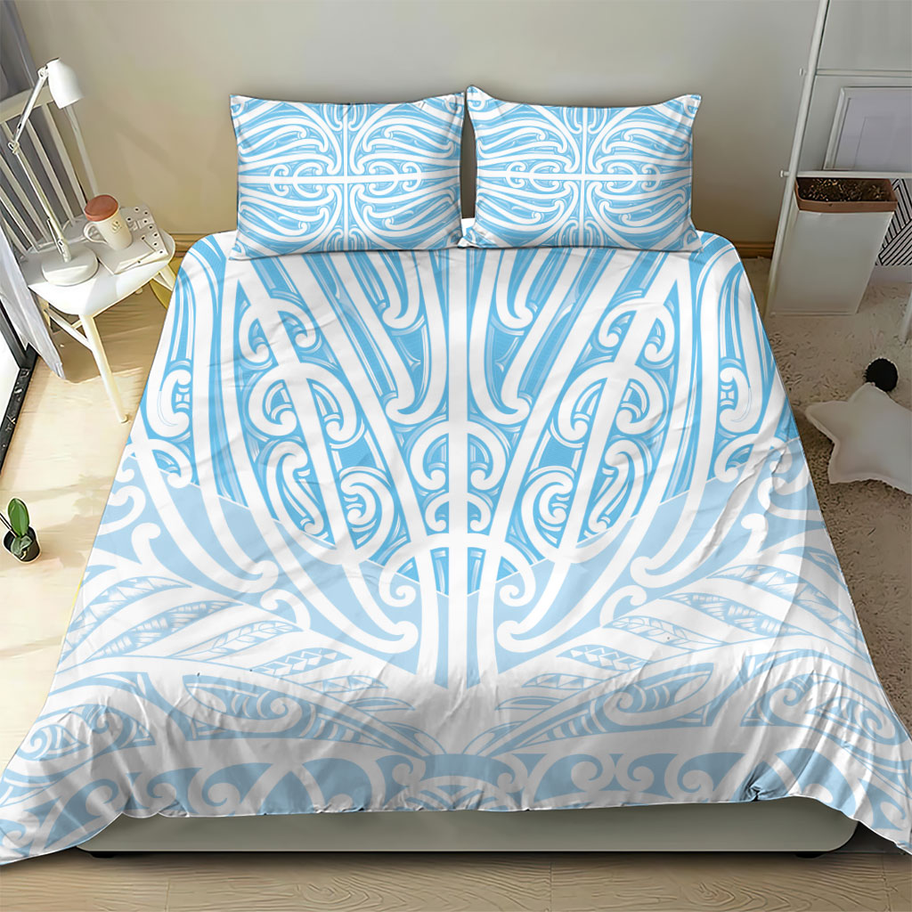 Blue New Zealand Puhoro Maori Tattoo Bedding Set