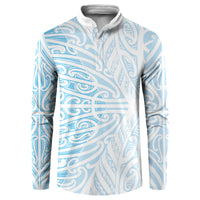 Blue New Zealand Puhoro Maori Tattoo Button Sweatshirt