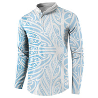 Blue New Zealand Puhoro Maori Tattoo Button Sweatshirt