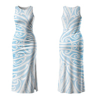 Blue New Zealand Puhoro Maori Tattoo Couples Matching Tank Maxi Dress and Hawaiian Shirt LT14 - Polynesian Pride
