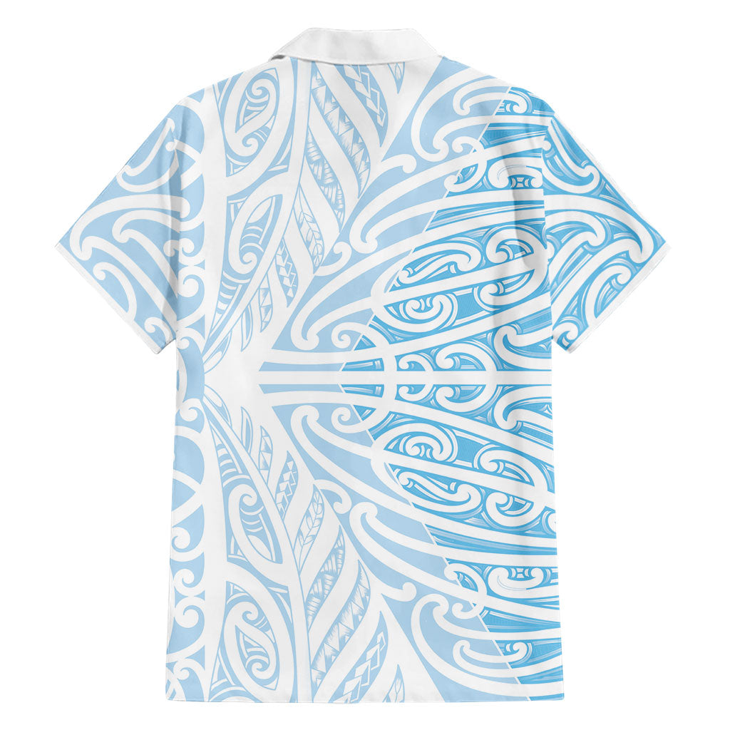 Blue New Zealand Puhoro Maori Tattoo Family Matching Long Sleeve Bodycon Dress and Hawaiian Shirt