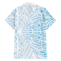 Blue New Zealand Puhoro Maori Tattoo Family Matching Off Shoulder Short Dress and Hawaiian Shirt