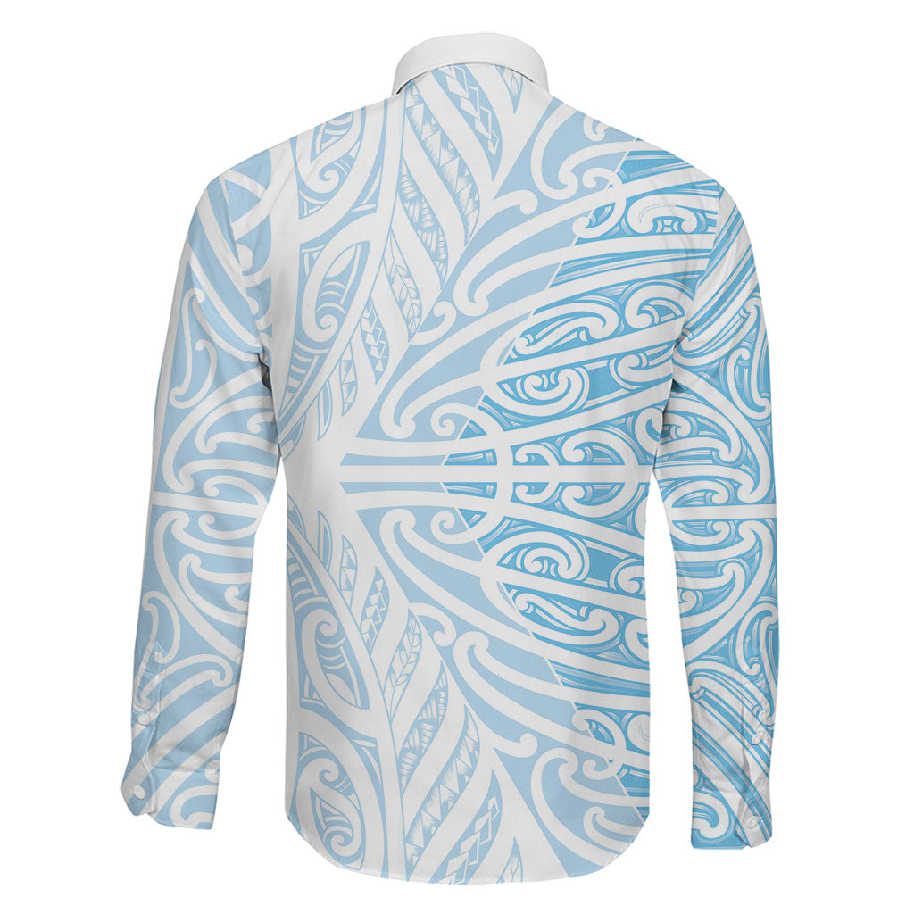 Blue New Zealand Puhoro Maori Tattoo Family Matching Short Sleeve Bodycon Dress and Hawaiian Shirt