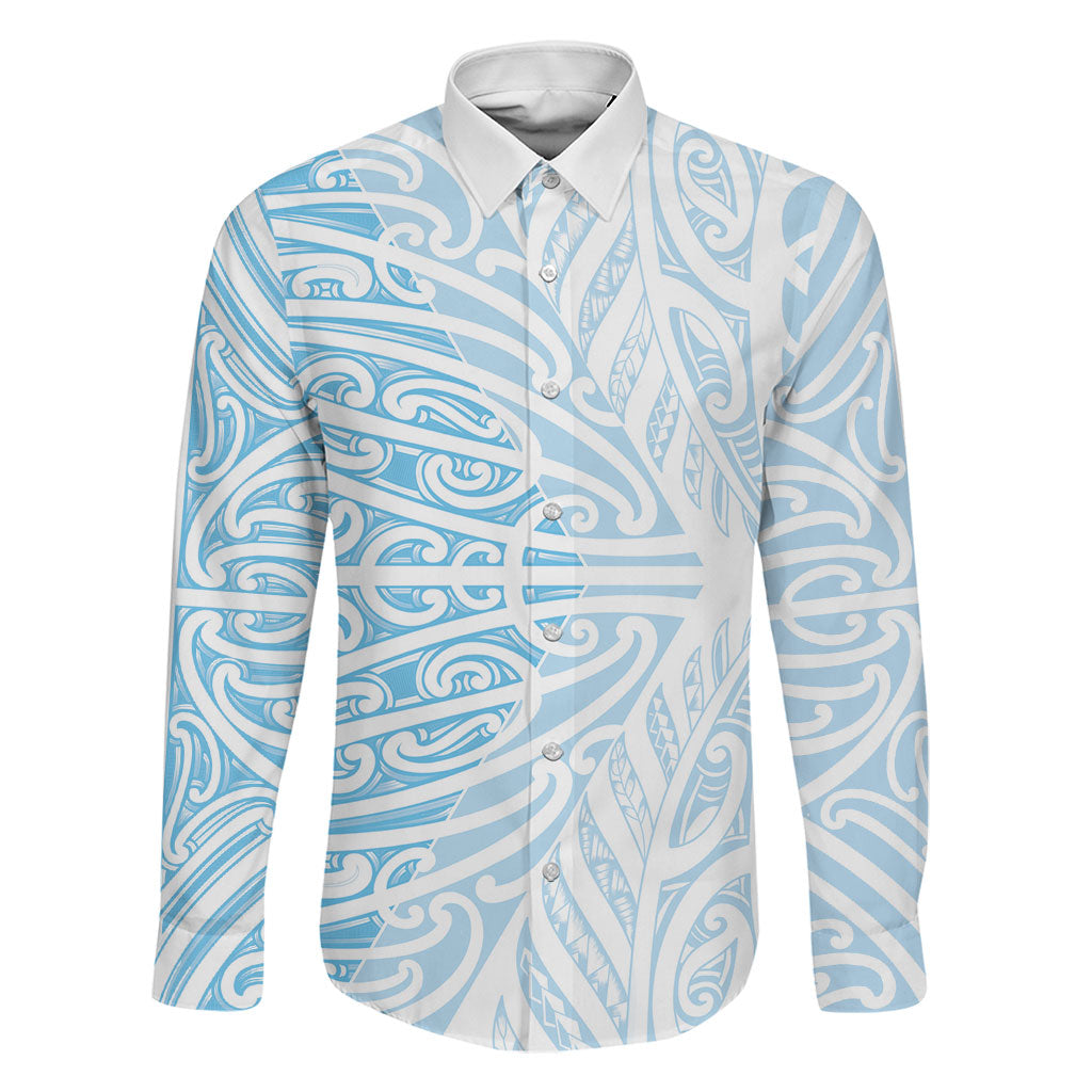 Blue New Zealand Puhoro Maori Tattoo Family Matching Summer Maxi Dress and Hawaiian Shirt