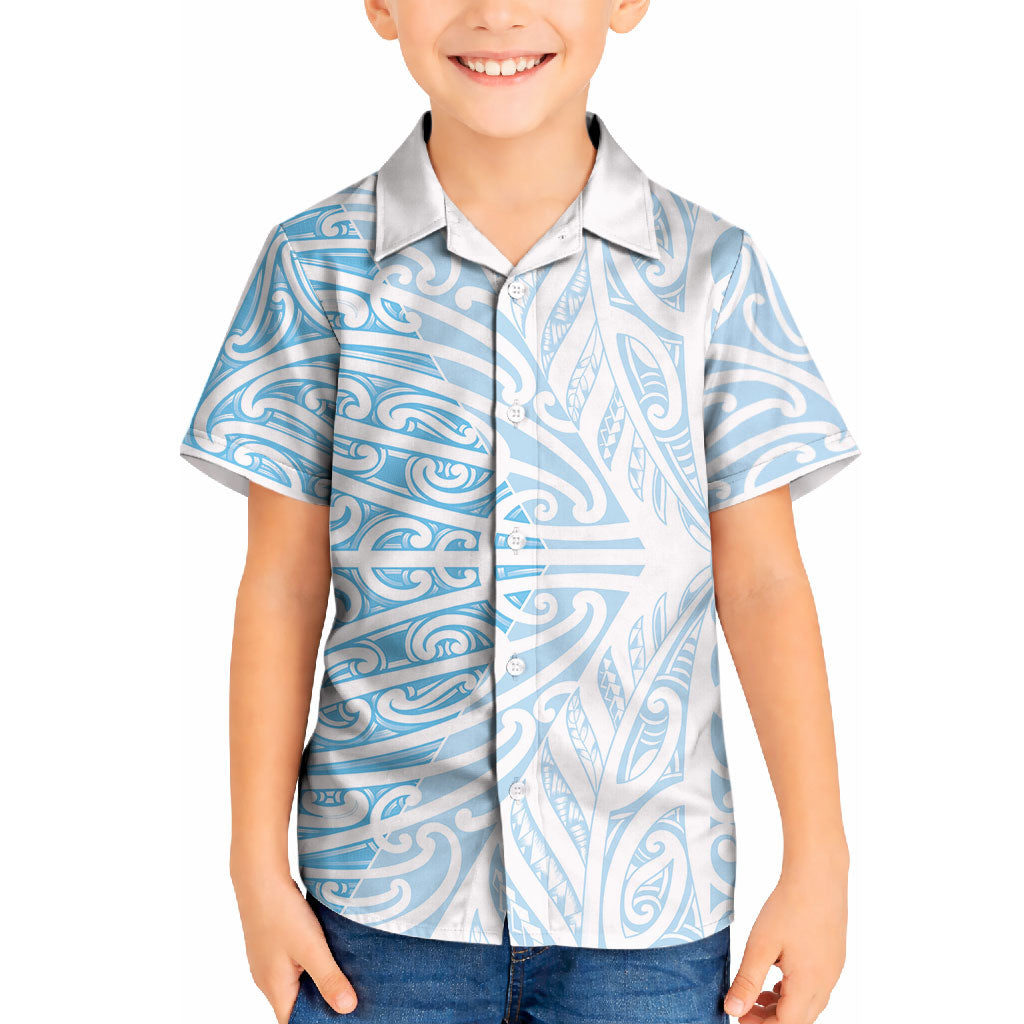 Blue New Zealand Puhoro Maori Tattoo Kid Hawaiian Shirt LT14 Kid Blue - Polynesian Pride