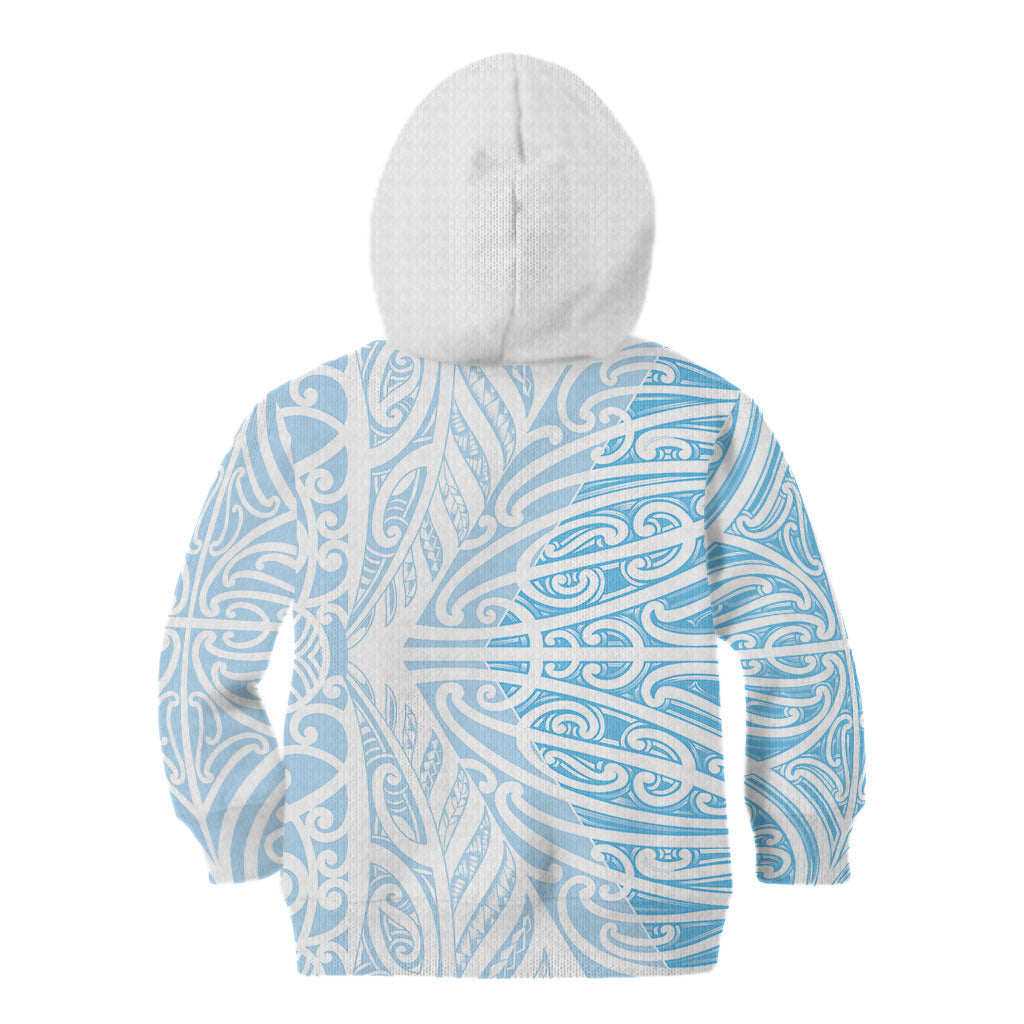Blue New Zealand Puhoro Maori Tattoo Kid Hoodie