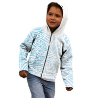 Blue New Zealand Puhoro Maori Tattoo Kid Hoodie