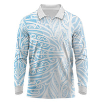 Blue New Zealand Puhoro Maori Tattoo Long Sleeve Polo Shirt