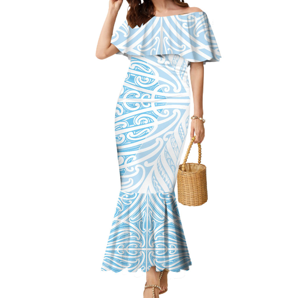 Blue New Zealand Puhoro Maori Tattoo Mermaid Dress LT14 Women Blue - Polynesian Pride
