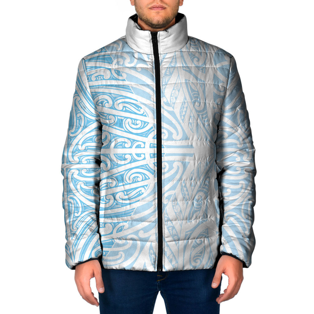 Blue New Zealand Puhoro Maori Tattoo Padded Jacket LT14 Men Blue - Polynesian Pride