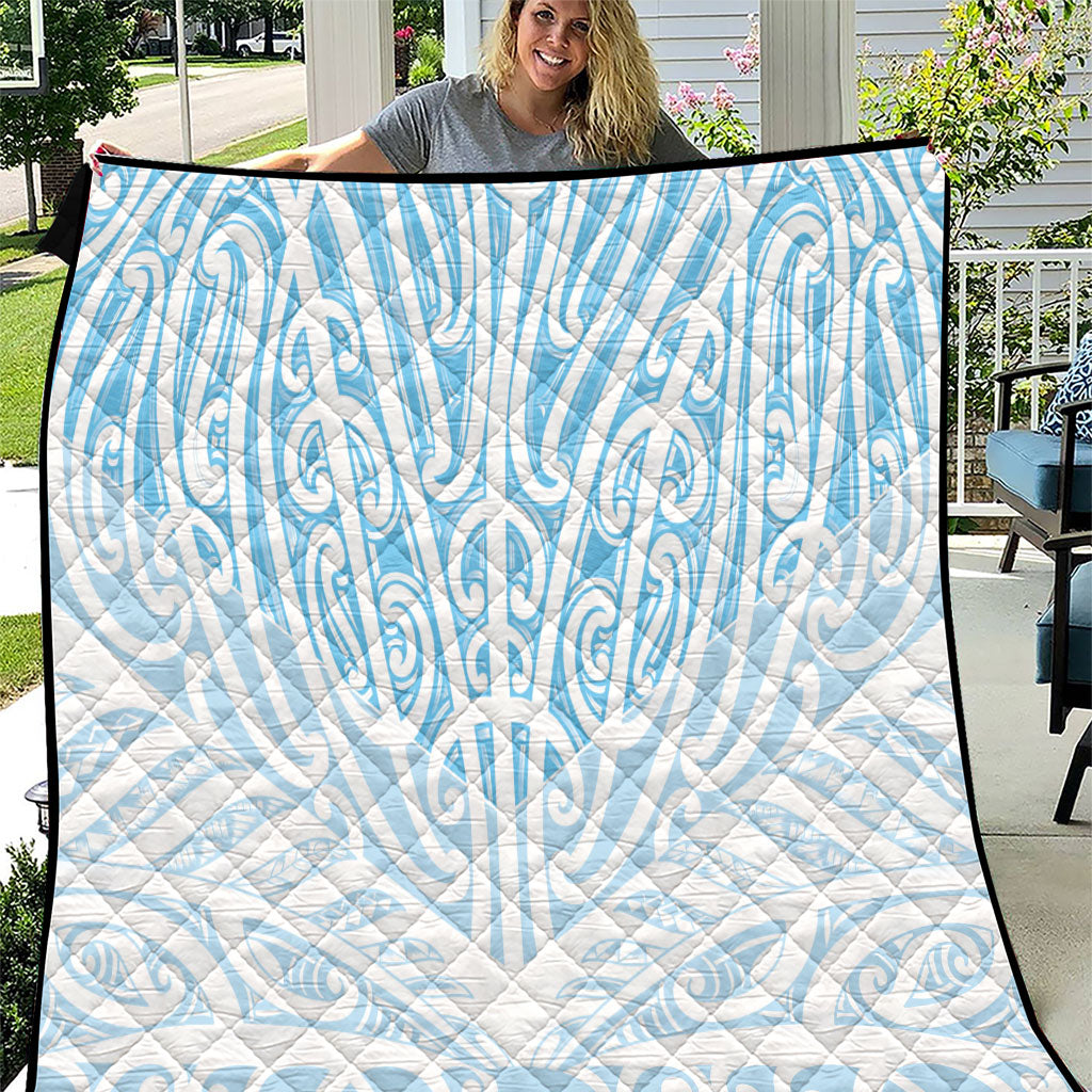 Blue New Zealand Puhoro Maori Tattoo Quilt