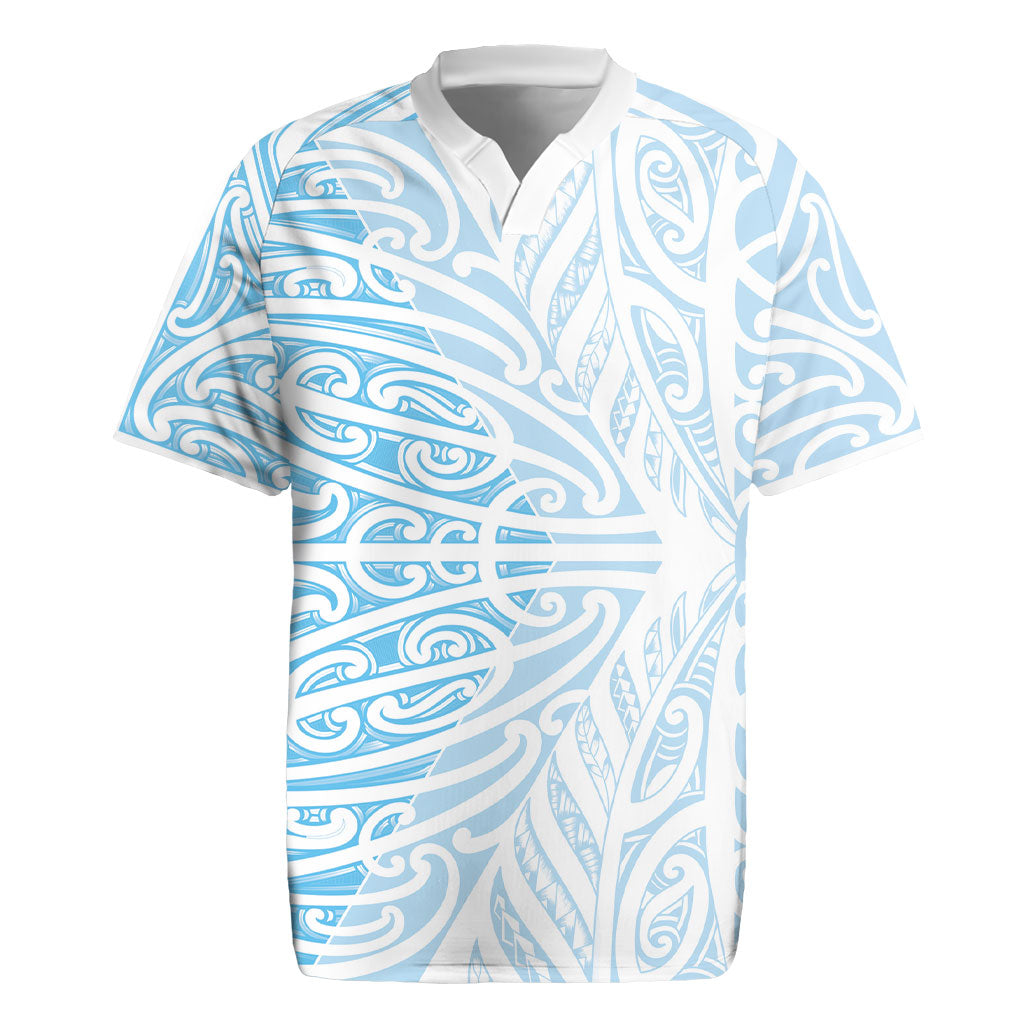 Blue New Zealand Puhoro Maori Tattoo Rugby Jersey