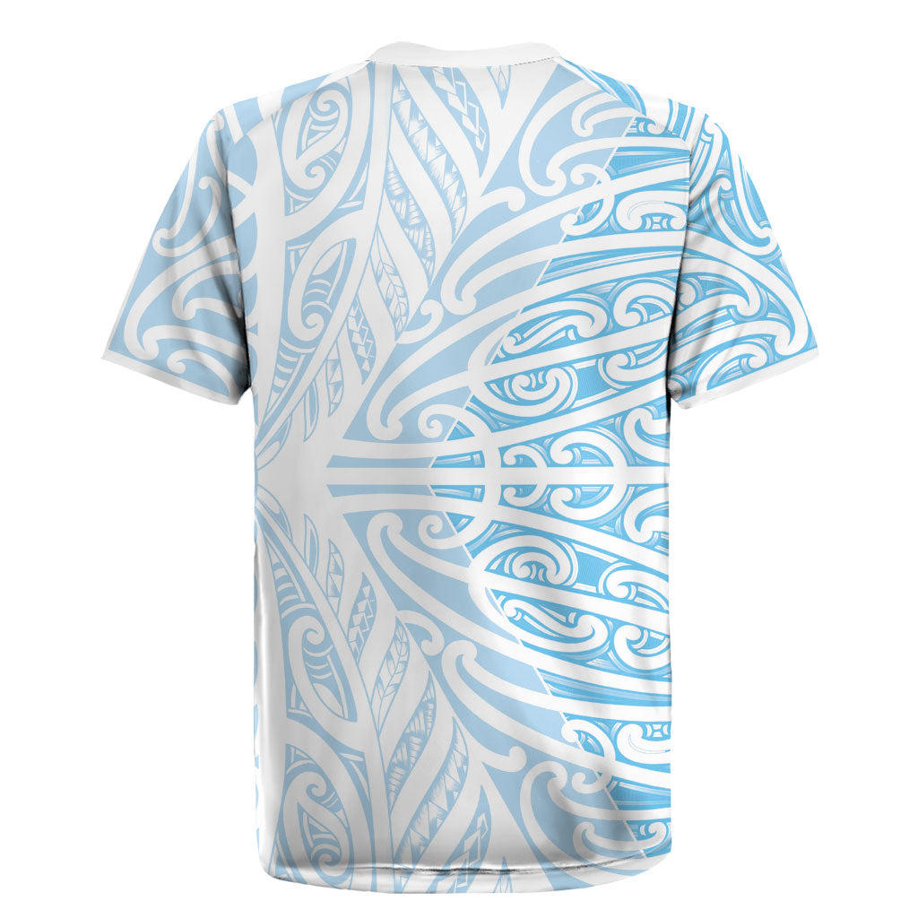 Blue New Zealand Puhoro Maori Tattoo Rugby Jersey