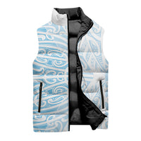 Blue New Zealand Puhoro Maori Tattoo Sleeveless Puffer Jacket