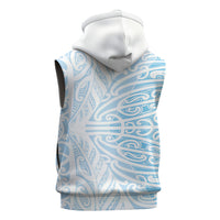 Blue New Zealand Puhoro Maori Tattoo Sleeveless Zip Hoodie