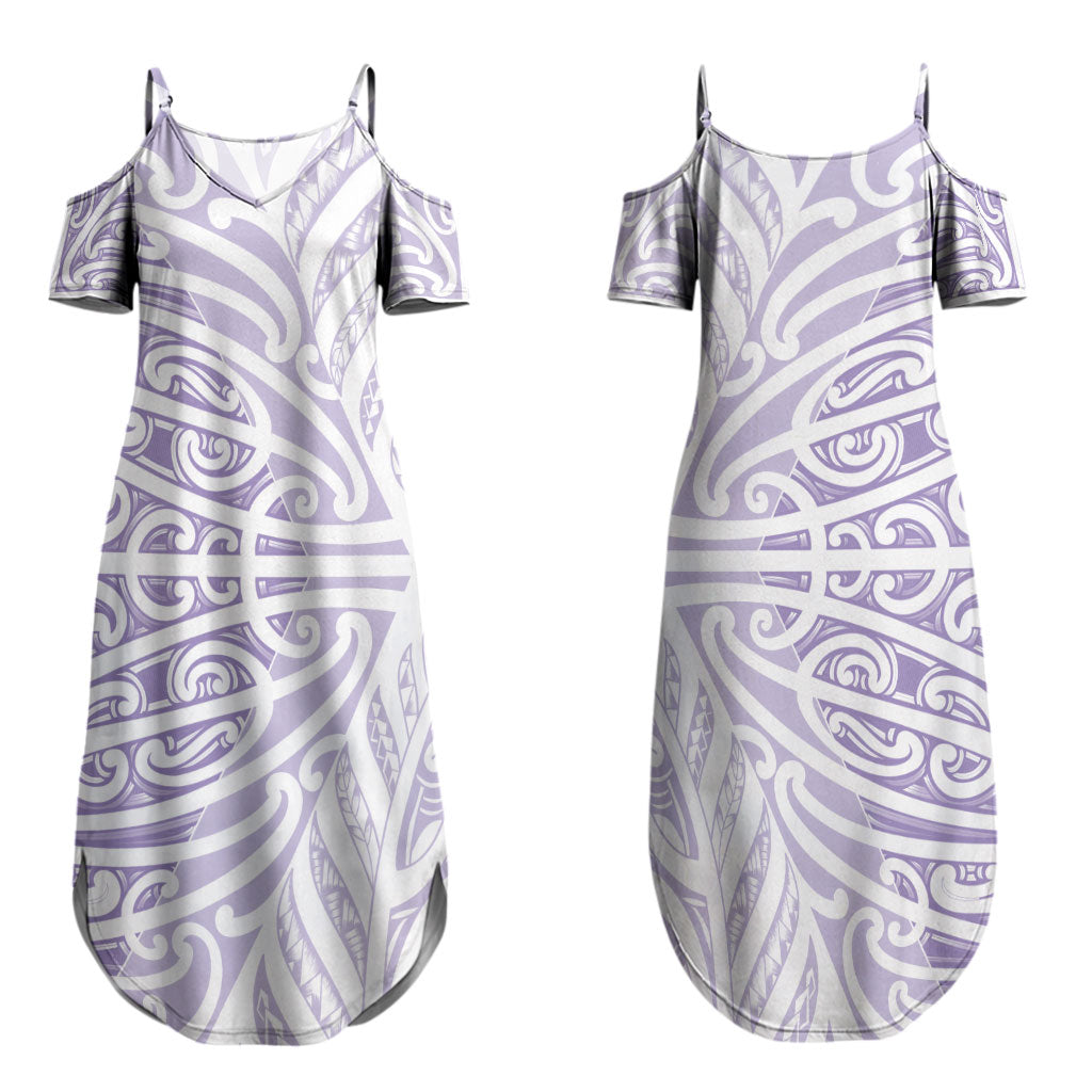 Purple New Zealand Puhoro Maori Tattoo Couples Matching Summer Maxi Dress and Hawaiian Shirt LT14 - Polynesian Pride