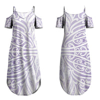 Purple New Zealand Puhoro Maori Tattoo Couples Matching Summer Maxi Dress and Hawaiian Shirt LT14 - Polynesian Pride