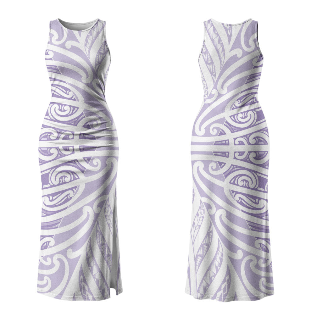 Purple New Zealand Puhoro Maori Tattoo Couples Matching Tank Maxi Dress and Hawaiian Shirt LT14 - Polynesian Pride