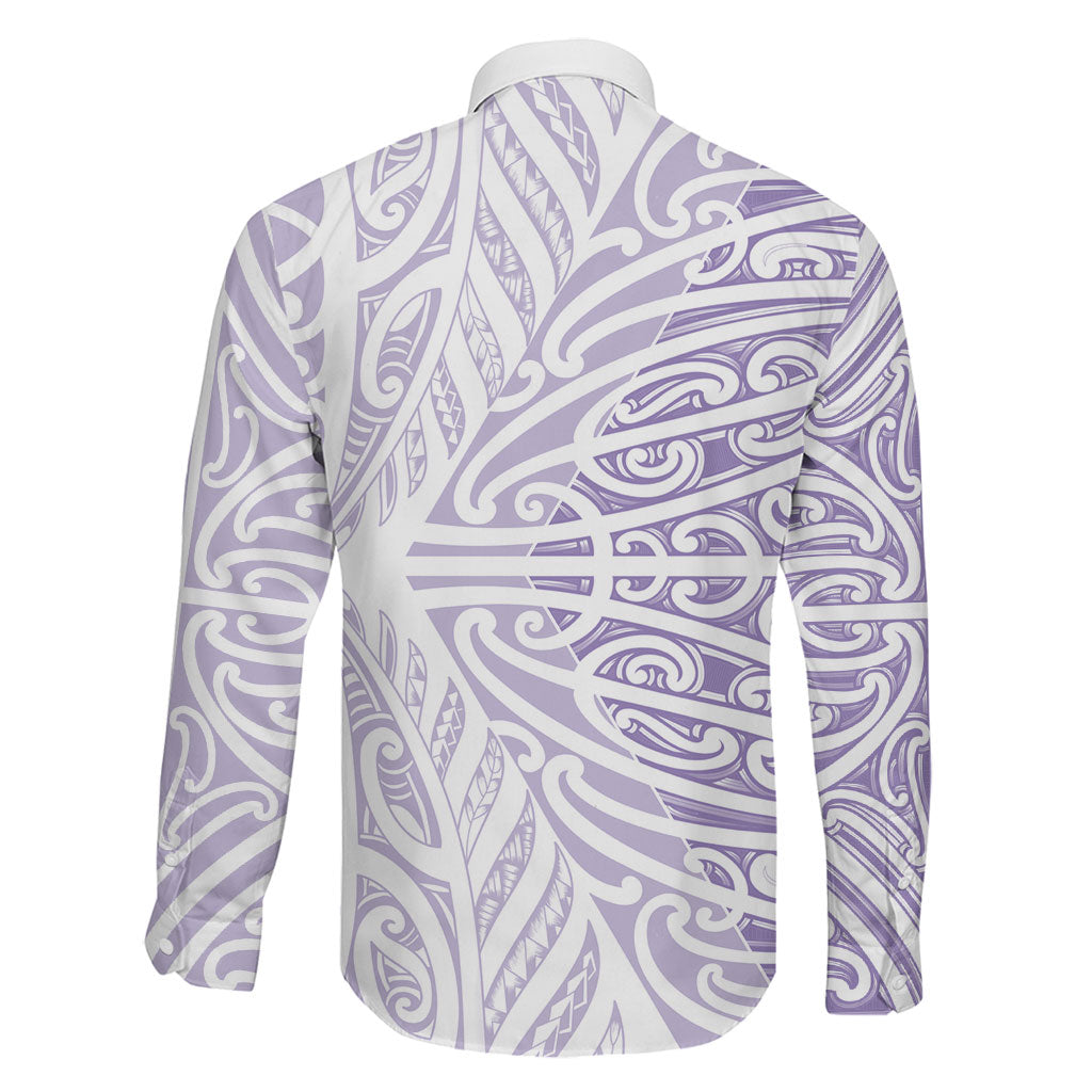 Purple New Zealand Puhoro Maori Tattoo Family Matching Long Sleeve Bodycon Dress and Hawaiian Shirt