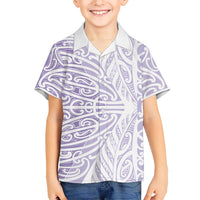 Purple New Zealand Puhoro Maori Tattoo Family Matching Off The Shoulder Long Sleeve Dress and Hawaiian Shirt