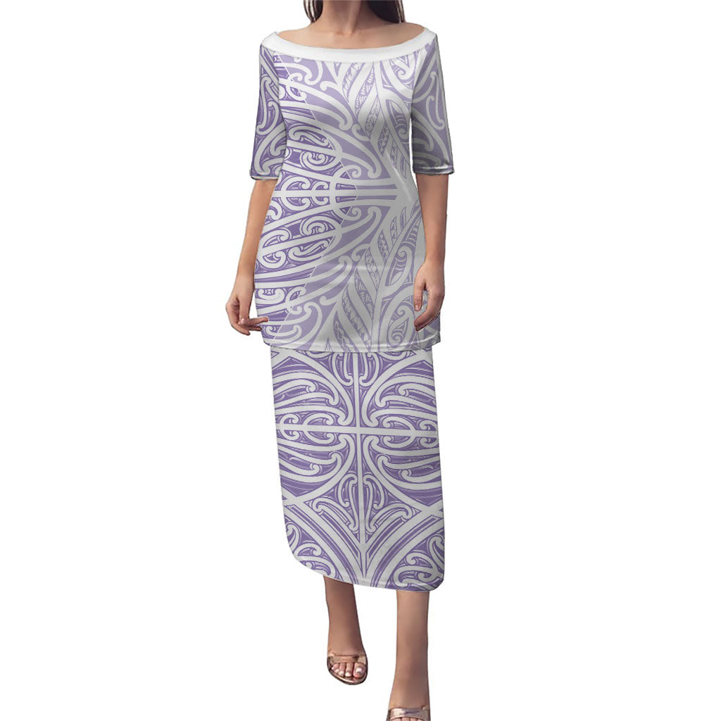 Purple New Zealand Puhoro Maori Tattoo Family Matching Puletasi and Hawaiian Shirt