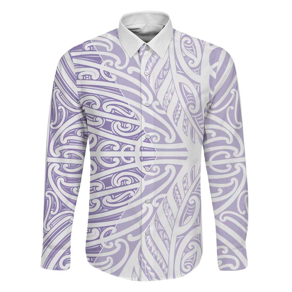 Purple New Zealand Puhoro Maori Tattoo Family Matching Summer Maxi Dress and Hawaiian Shirt