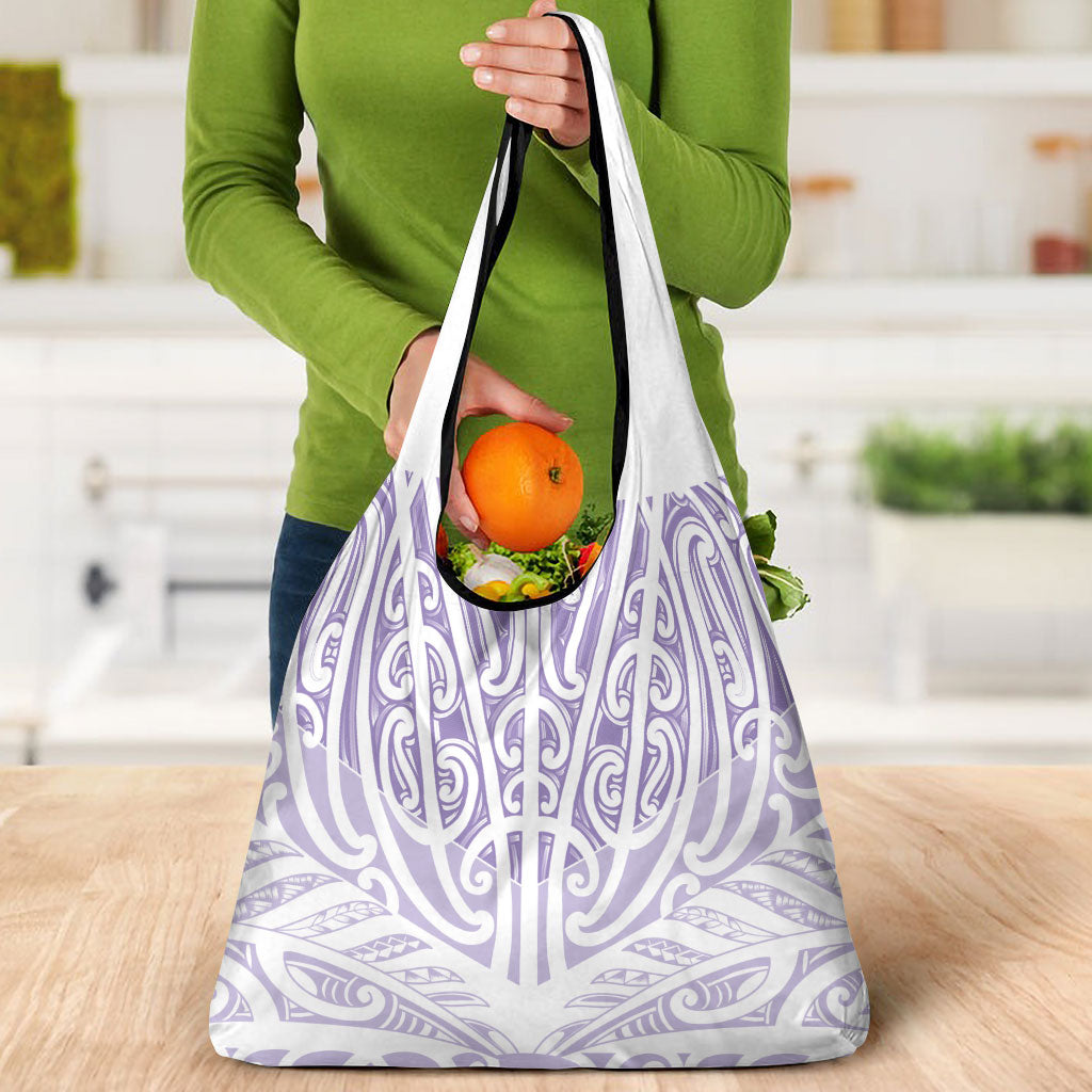 Purple New Zealand Puhoro Maori Tattoo Grocery Bag