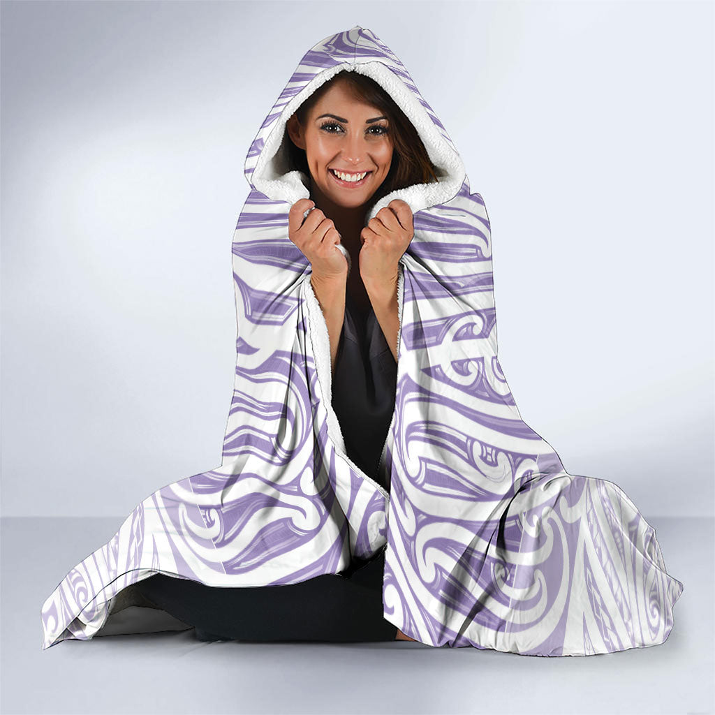Purple New Zealand Puhoro Maori Tattoo Hooded Blanket