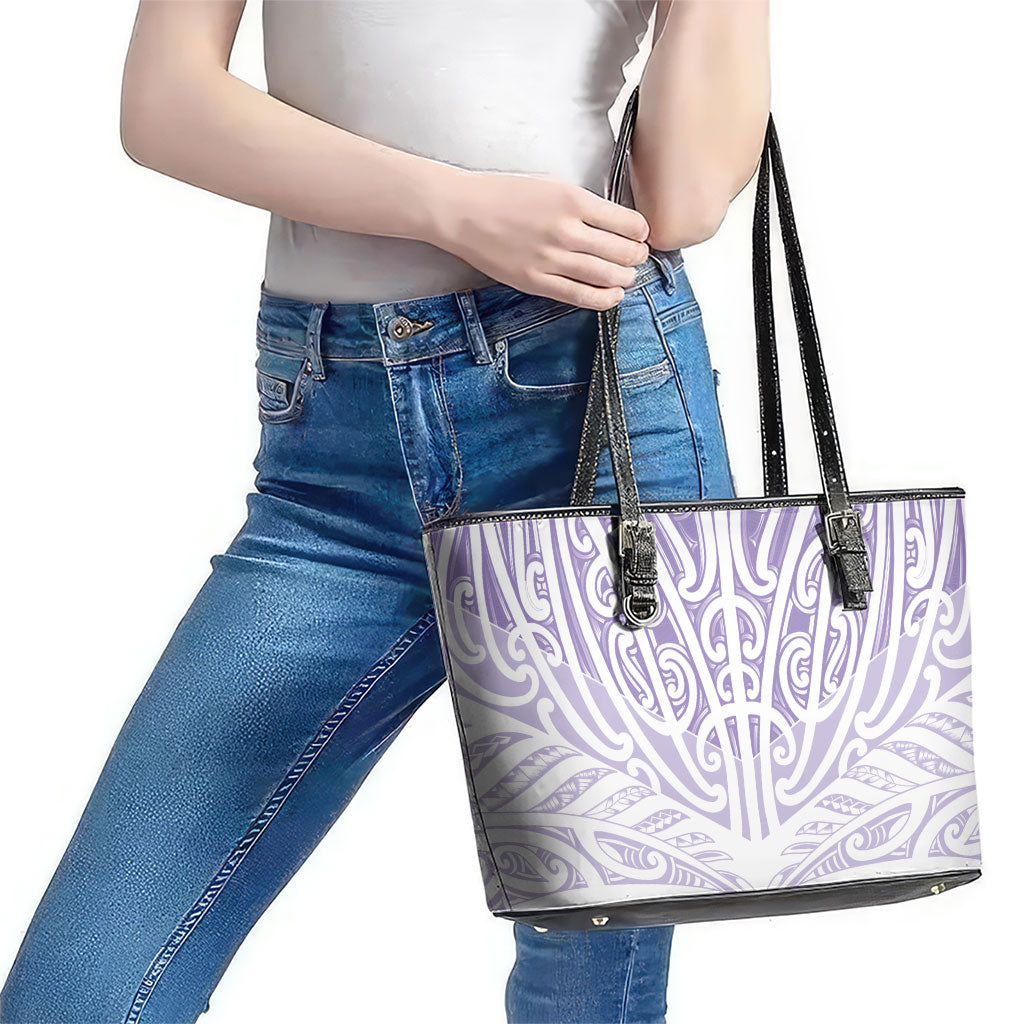 Purple New Zealand Puhoro Maori Tattoo Leather Tote Bag