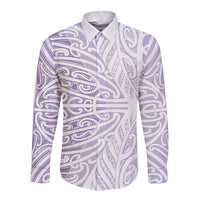 Purple New Zealand Puhoro Maori Tattoo Long Sleeve Button Shirt