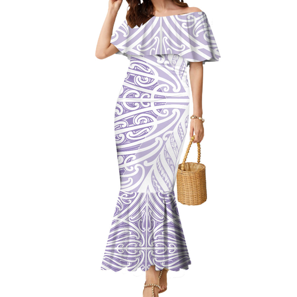 Purple New Zealand Puhoro Maori Tattoo Mermaid Dress LT14 Women Purple - Polynesian Pride