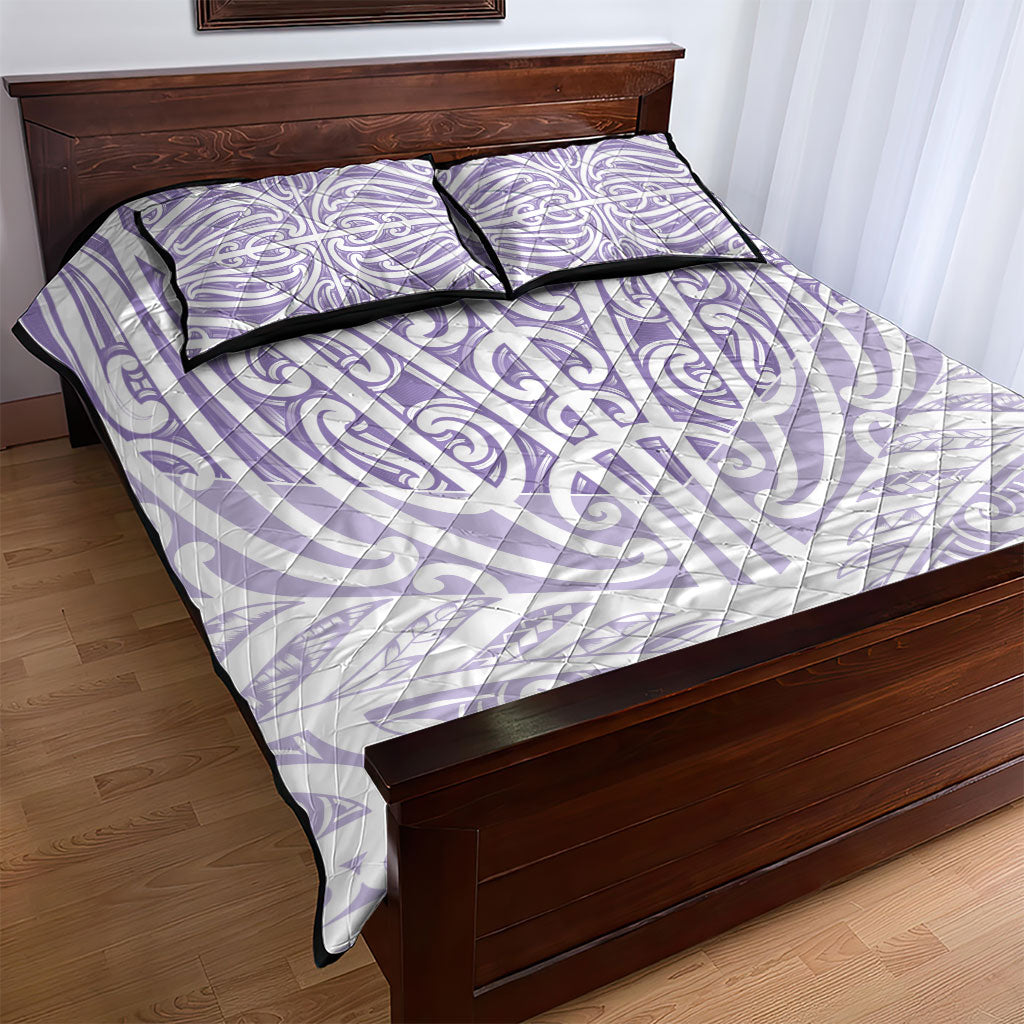 Purple New Zealand Puhoro Maori Tattoo Quilt Bed Set