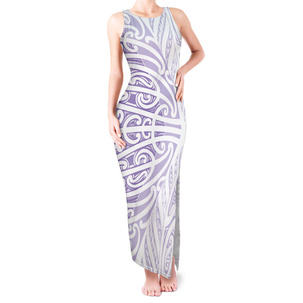 Purple New Zealand Puhoro Maori Tattoo Tank Maxi Dress LT14 Women Purple - Polynesian Pride