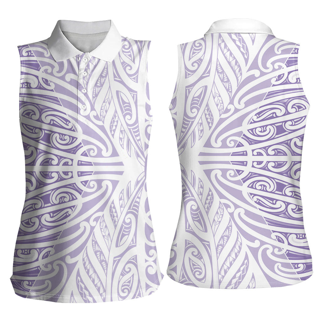 Purple New Zealand Puhoro Maori Tattoo Women Sleeveless Polo Shirt